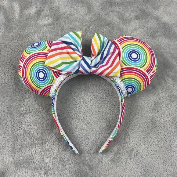 Accessories - Disney Minnie Mouse Ears Rainbow Colored Custom Fit Adult Size